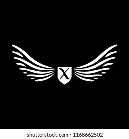 Wings vector logo . Wings emblem letter X