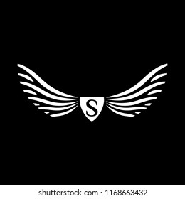 Wings vector logo . Wings emblem letter S