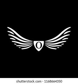 Wings vector logo . Wings emblem letter O