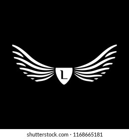 Wings vector logo . Wings emblem letter L