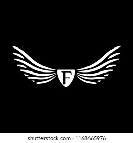 Wings vector logo . Wings emblem letter F