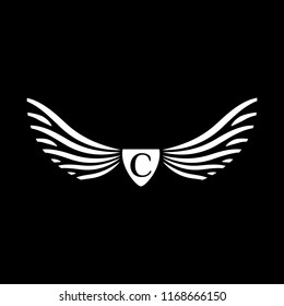Wings vector logo . Wings emblem letter C