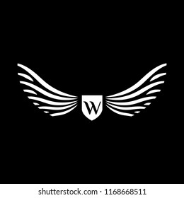 Wings vector logo . Wings emblem letter W