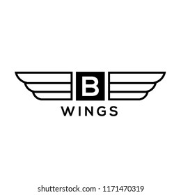 Wings vector logo. Wings icon. Wings emblem letter B