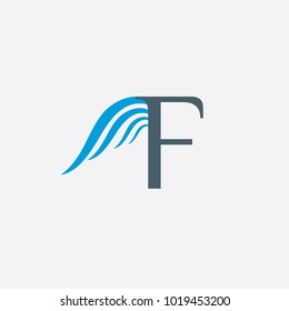 Wings vector logo with letter F. Brand identity design template. Wing icon. ABC  design element. Fly emblem