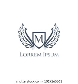 Wings vector logo letter R. Wing icon. Flying emblem. Luxury monogram
