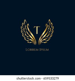 Wings vector logo letter T