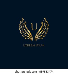 Wings vector logo letter U