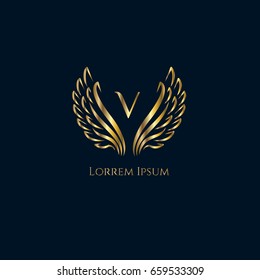 Wings vector logo letter V
