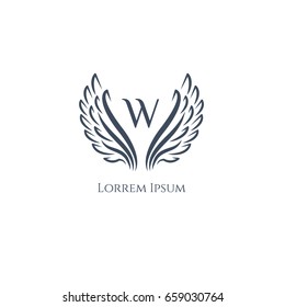 Wings vector logo (sign, symbol, icon, emblem) letter W