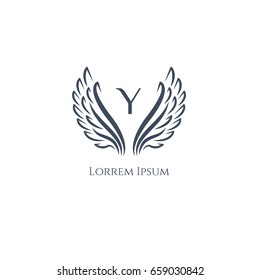 Wings vector logo (sign, symbol, icon, emblem) letter Y