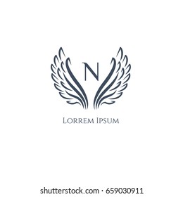 Wings vector logo (sign, symbol, icon, emblem) letter N