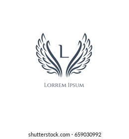 Wings vector logo (sign, symbol, icon, emblem) letter L