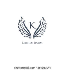 Wings vector logo (sign, symbol, icon, emblem) letter K