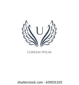 Wings vector logo (sign, symbol, icon, emblem) letter U