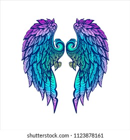 wings vector, multicolored, bright, feathers, angel wings