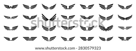 Wings Vector Set Black Heraldic Wing Icons for Logo Emblem Badge Tattoo and Pilot Design