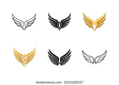 Wings Vector Set - Elegant Angel and Bird Illustration for Luxury, Fantasy, and Celestial Designs