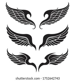 wings vector set. silhouette. clip art illustration