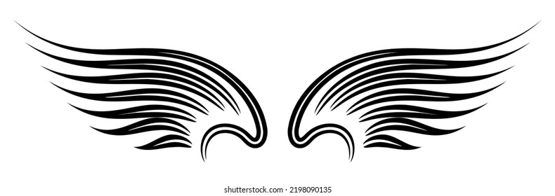 wings vector, silhouette vector, isolated illustration abstract pattern on white background, tattoo tribal vector design, simple logo on white background