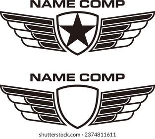 WINGS VECTOR TEMPLATE EDITABLE LOGO ELEMENT TRANSPORTATION BLACK AND WHITE BW 