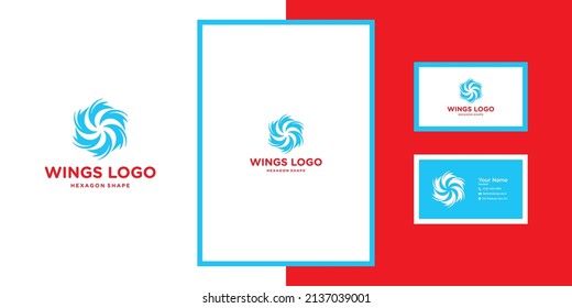 WINGS WAVE ABSTRACT LOGO DESIGN BRAND IDENTITY TEMPLATE