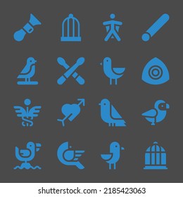 wings web icons. Horn and Bird cage, Chalk and Chalk symbol, vector signs