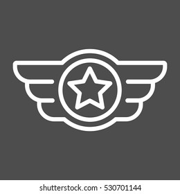 Wings white logo, user personal badge, wing based icon, company brand or logotype. Isolated vector illustration.