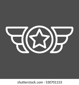 Wings white logo, user personal badge, wing based icon, company brand or logotype. Isolated vector illustration.
