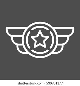 Wings white logo, user personal badge, wing based icon, company brand or logotype. Isolated vector illustration.