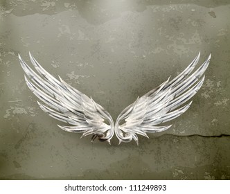 Wings white old-style vector