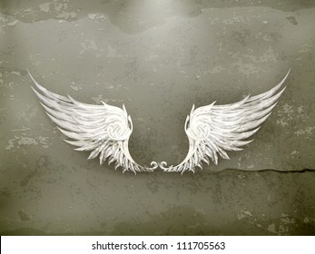 Wings white, old-style vector