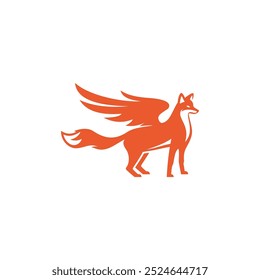 Wings Wolf Logo  vector template.
