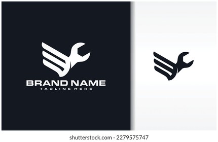Wings and wrench logo vector