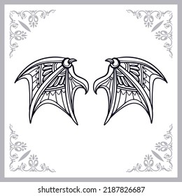Wings zentangle arts isolated on white background