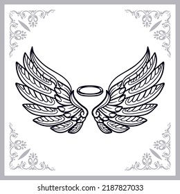 Wings zentangle arts isolated on white background