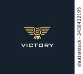 Wingspan Bird Victory Gold Luxury logo design