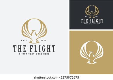 Wingspan Golden Hawk Falcon Eagle Bird for Classic Vintage Royal Premium logo design