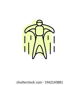 Wingsuit with color shadow vector icon in adventure set