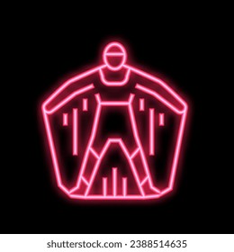 wingsuit extreme active sportsman neon light sign vector. wingsuit extreme active sportsman illustration