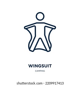 wingsuit icon from camping collection. Thin linear wingsuit, sport, sky outline icon isolated on white background. Line vector wingsuit sign, symbol for web and mobile