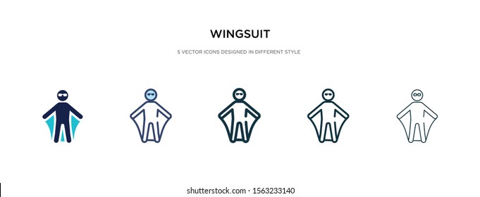 wingsuit icon in different style vector illustration. two colored and black wingsuit vector icons designed in filled, outline, line and stroke style can be used for web, mobile, ui