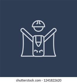Wingsuit icon. Wingsuit linear design concept from Camping collection. Simple element vector illustration on dark blue background.