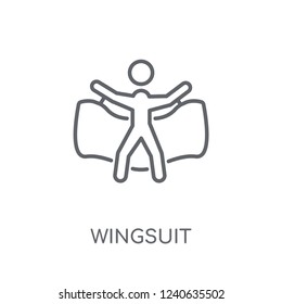 Wingsuit linear icon. Modern outline Wingsuit logo concept on white background from camping collection. Suitable for use on web apps, mobile apps and print media.