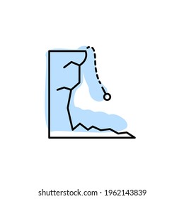 Wingsuit, mountain with color shadow vector icon in adventure set