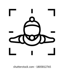 wingsuit sportsman make video line icon vector. wingsuit sportsman make video sign. isolated contour symbol black illustration