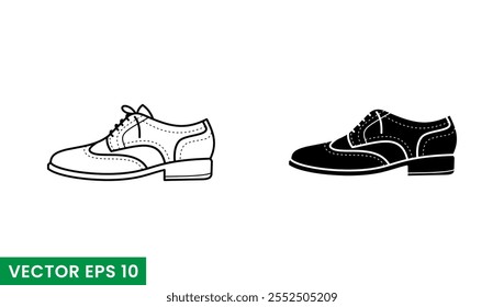 Icono de Vector de glifos y arte de línea de zapatos aislados sobre fondo blanco