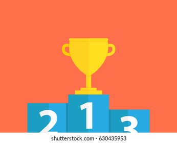 Wining concept with a trophy for the place number one vector illustration