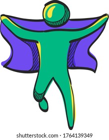 Wining sprinter icon in color drawing. Runner holding nation flag proud celebration