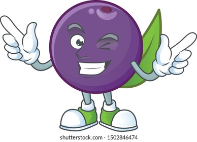 Wink acai berries cartoon character for health